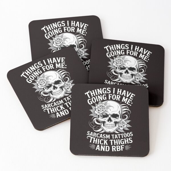Item preview, Things I Have Going For Me Sarcasm Tattoos Thick Thighs – Funny Skull Design designed and sold by Redgiant87x.