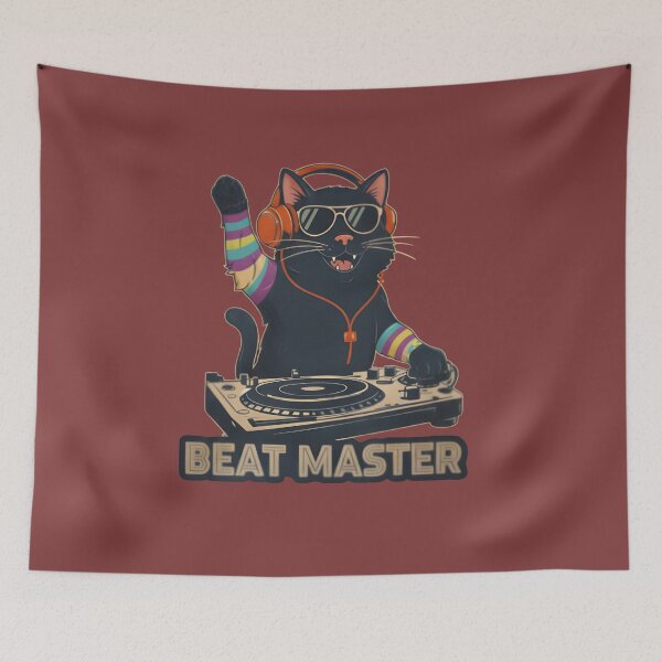 Item preview, Beat Master Cool Cat DJ Graphic designed and sold by InkWeaveShop.