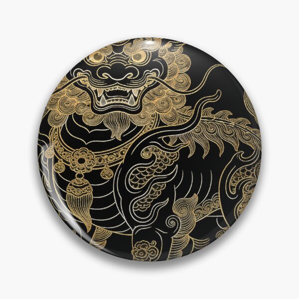 Item preview, Majestic Golden Guardian Lion Qilin Black Art designed and sold by zzz888.