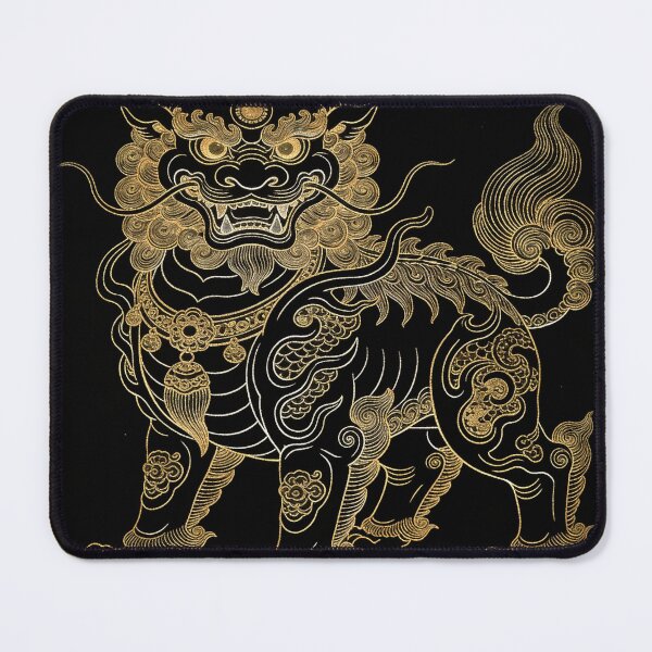 Item preview, Majestic Golden Guardian Lion Qilin Black Art designed and sold by zzz888.