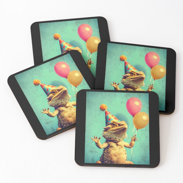 Item preview, Bearded Dragon Retro Art Print Birthday Party Balloons  Hat designed and sold by TysonLangosh.