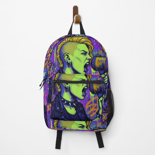 Item preview, Radical Voice Punk Activism - Neon Blue and Orange Side Shave Street Art designed and sold by AldenTees.