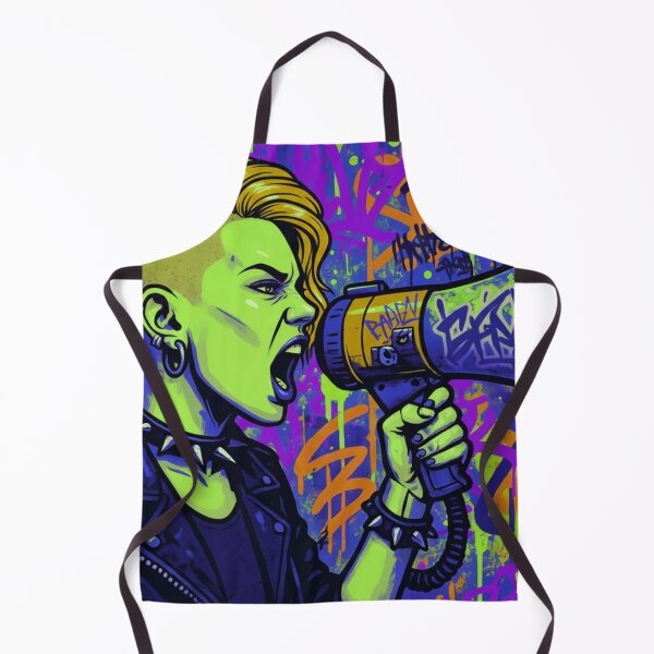Item preview, Radical Voice Punk Activism - Neon Blue and Orange Side Shave Street Art designed and sold by AldenTees.