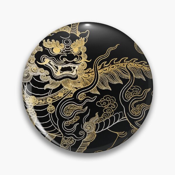 Item preview, Majestic Silver & Gold Guardian Lion Qilin Embroidery Style designed and sold by zzz888.