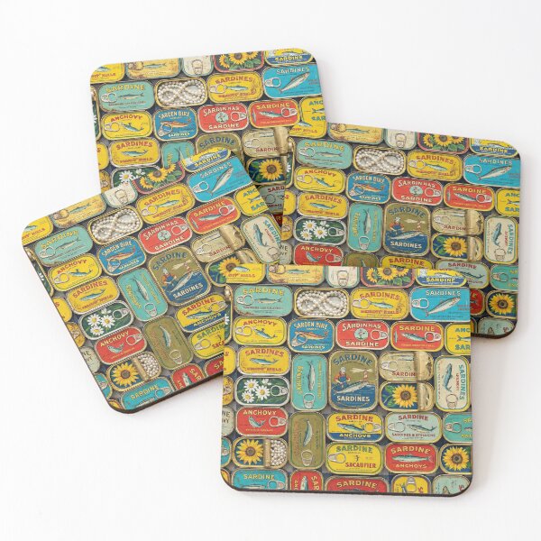 Item preview, Tinned Fish Mosaic - Colorful Vintage Sardine Cans designed and sold by SavinMercantile.