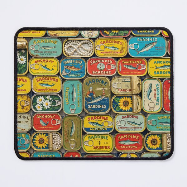 Item preview, Tinned Fish Mosaic - Colorful Vintage Sardine Cans designed and sold by SavinMercantile.