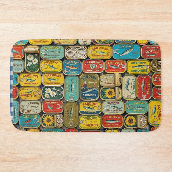 Item preview, Tinned Fish Mosaic - Colorful Vintage Sardine Cans designed and sold by SavinMercantile.