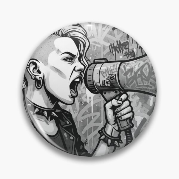 Item preview, Radical Voice Punk Activism - Black and White Side Shave Grayscale Street Art designed and sold by AldenTees.