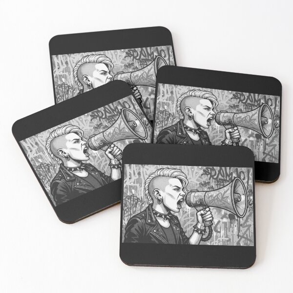 Item preview, Radical Voice Punk Activism - Black and White Side Shave Grayscale Street Art designed and sold by AldenTees.