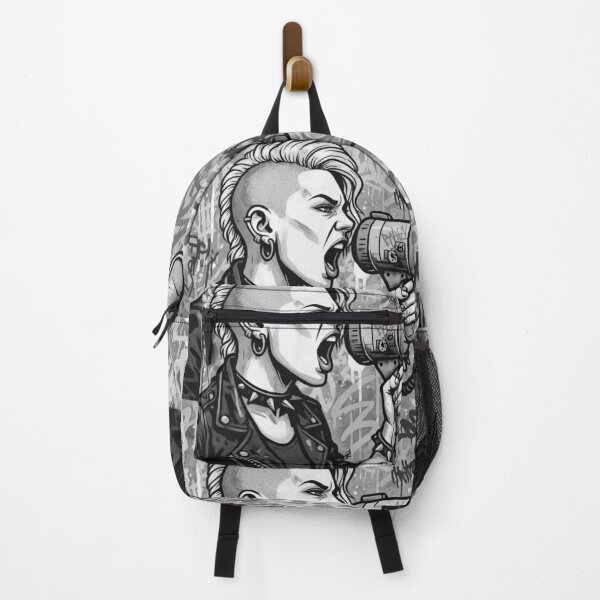 Item preview, Radical Voice Punk Activism - Black and White Side Shave Grayscale Street Art designed and sold by AldenTees.
