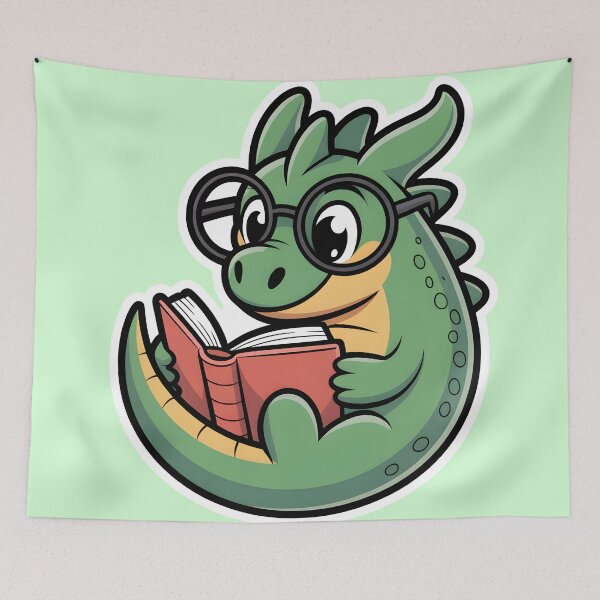 Item preview, Lindo dragón leyendo un libro con gafas designed and sold by Mr-wow.