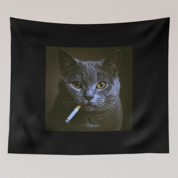 Item preview, Smoky Chartreux Cat Portrait Brainrot Meme designed and sold by Pawrizzma POD.