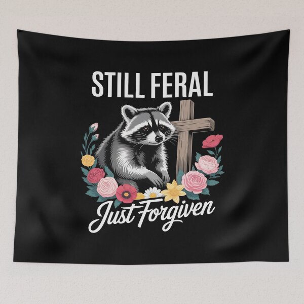 Item preview, Christian Raccoon Faith Still Feral Just Forgiven 1  designed and sold by lilLilaBatArt.
