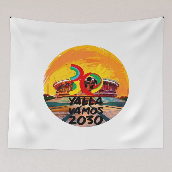 Item preview, World Cup 2030 – Yalla Vamos Vibrant Stadium Artwork designed and sold by DesignArtist.ia.