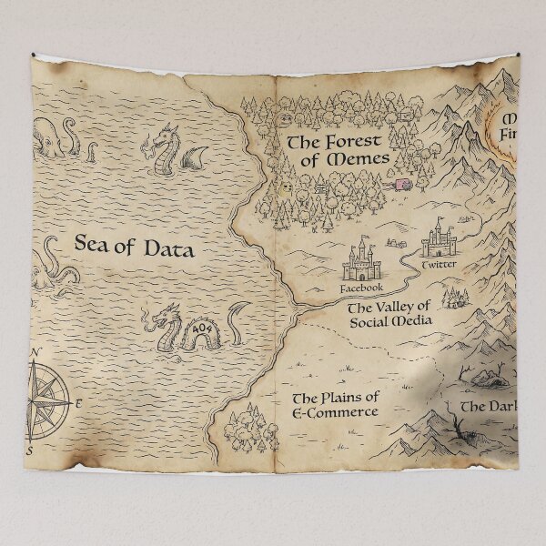 Item preview, Map of the Internet - Fantasy Style World Map designed and sold by SavinMercantile.