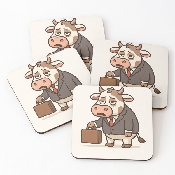 Item preview, Tired Boss Cow – Moo-Nay Never Sleeps Funny Work Cartoon designed and sold by PawsGiggles.