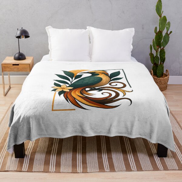 Item preview, Tropical Ornamental Bird – Elegant Botanical Art in Gold & Green designed and sold by SVALANART.