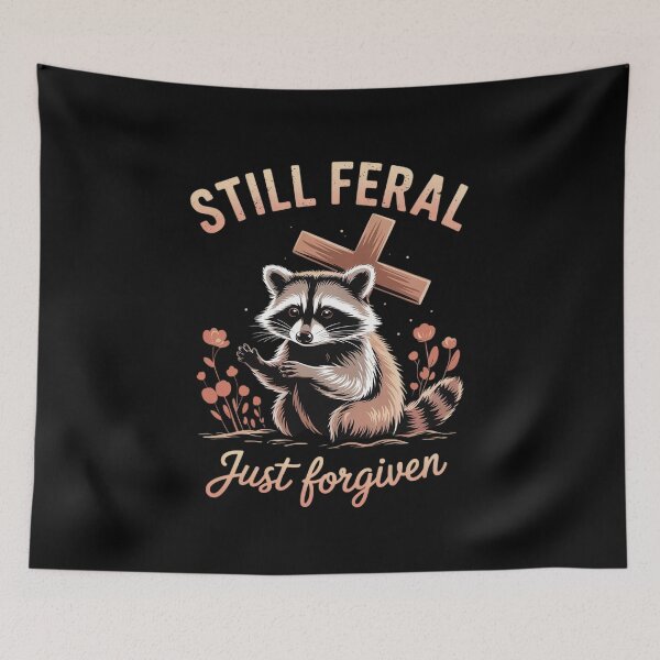 Item preview, Cute Still Feral Just Forgiven Christian Raccoon Faith 4  designed and sold by lilLilaBatArt.