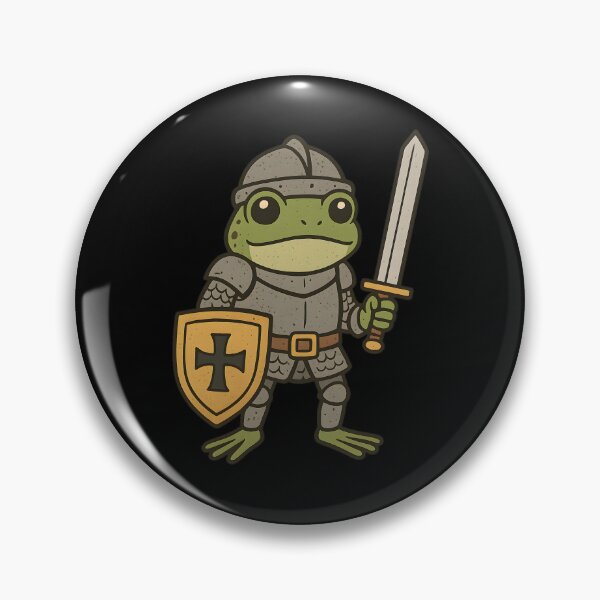 Item preview, Frog Knight Warrior Cartoon Armor Sword Shield Illustration designed and sold by DrawHandArt.