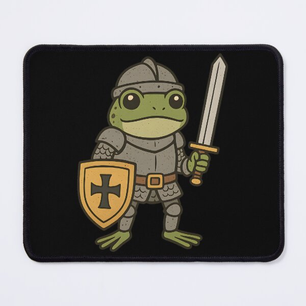 Item preview, Frog Knight Warrior Cartoon Armor Sword Shield Illustration designed and sold by DrawHandArt.