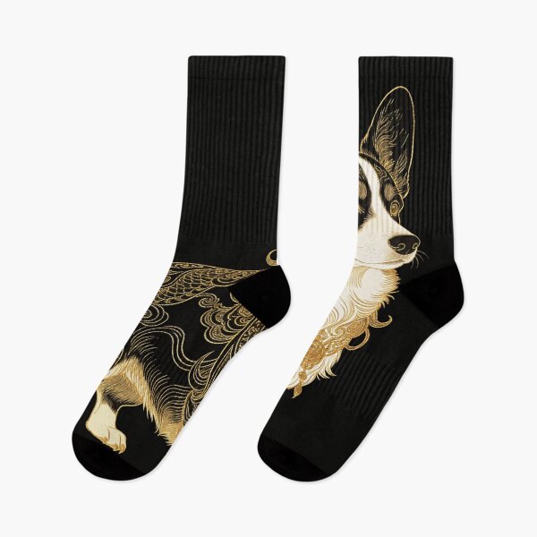 Item preview, Regal Black and Gold Corgi with Mythical Ornament designed and sold by zzz888.