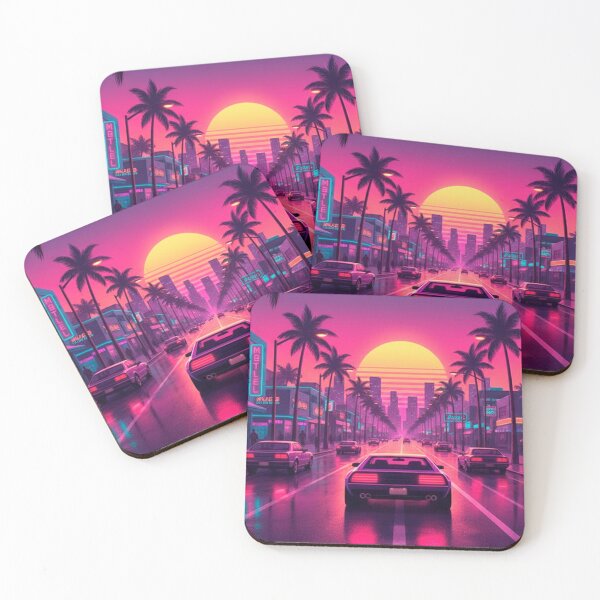 Item preview, Retro 80s Neon Miami Synthwave Sunset Drive Palm Street Illustration designed and sold by GetGoodFit.