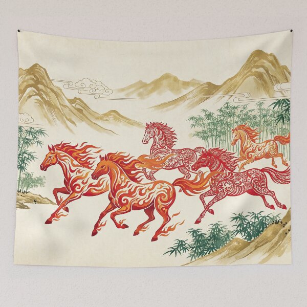 Item preview, 2026 Year of the Fire Horse - Traditional Red & Gold Lunar New Year designed and sold by SavinMercantile.