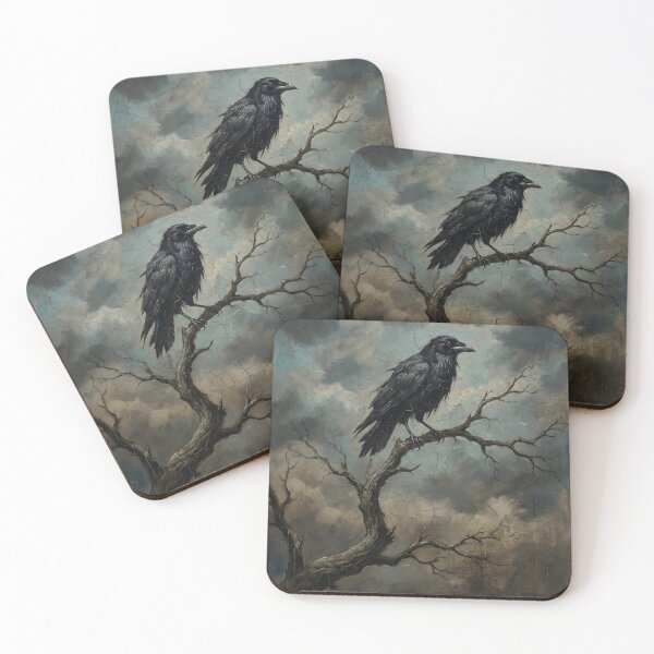 Item preview, Raven on a Dead Tree - Gothic Oil Painting with Dark Clouds designed and sold by TANKLI.