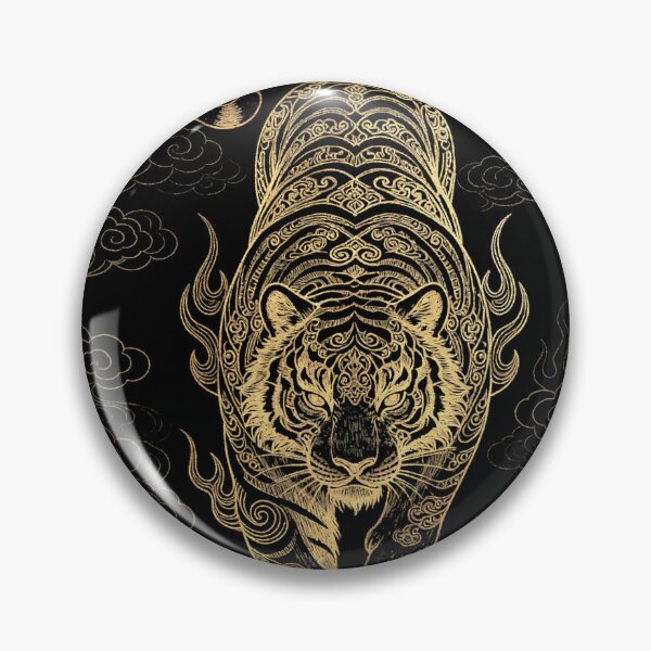 Item preview, Majestic Golden Tiger Walking in Clouds Black Art designed and sold by zzz888.