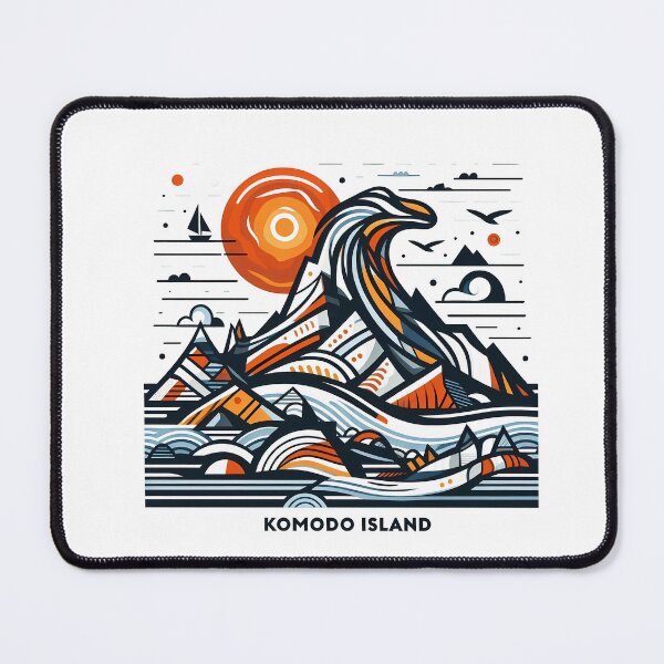 Item preview, Komodo Island Minimal Cubism Art Print – Modern Abstract Indonesia Travel Poster designed and sold by OzzFrequency.