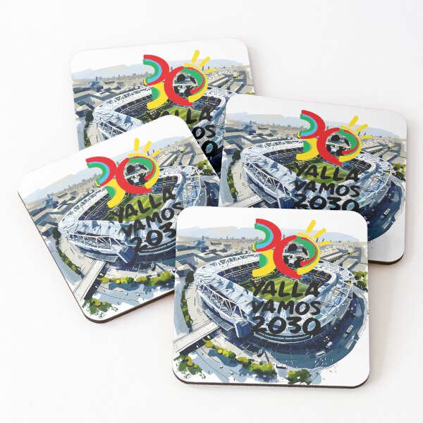 Item preview, World Cup 2030 Yalla Vamos Stadium Illustration – Vibrant Football Artwork designed and sold by DesignArtist.ia.
