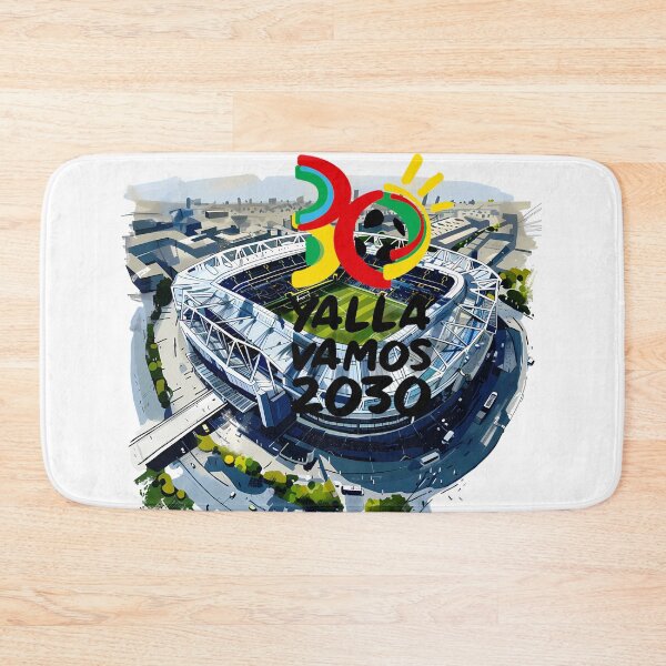 Item preview, World Cup 2030 Yalla Vamos Stadium Illustration – Vibrant Football Artwork designed and sold by DesignArtist.ia.