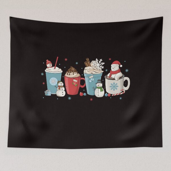 Item preview, Winter Hot Cocoa, Snowman Coffee Lovers, Cozy Winter Drinks, Blue Holiday Beverage, Christmas Cafe  designed and sold by DesignDenDo ⭐⭐⭐⭐⭐.
