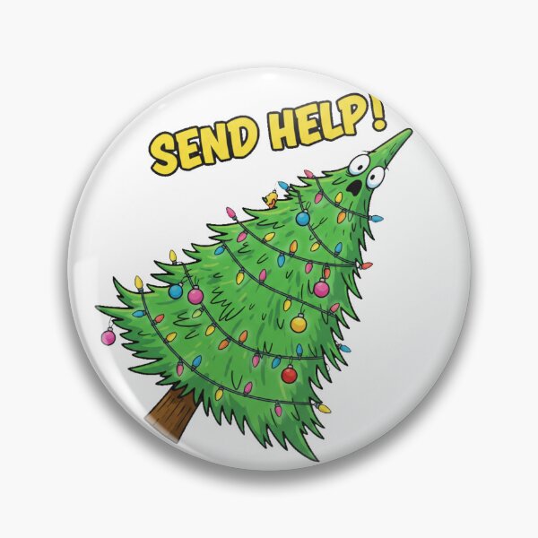 Item preview, Pop Art Christmas Tree Fail Sticker | Comical Tilted Tree 'Send Help' Graphic designed and sold by Thaliandra.