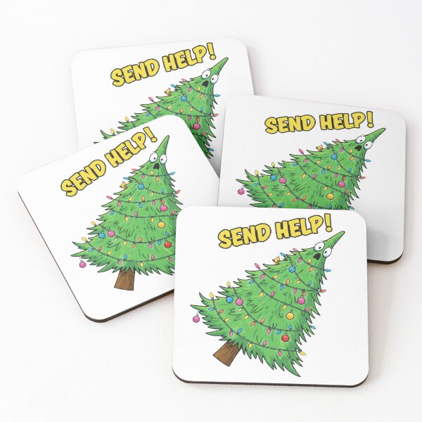 Item preview, Pop Art Christmas Tree Fail Sticker | Comical Tilted Tree 'Send Help' Graphic designed and sold by Thaliandra.