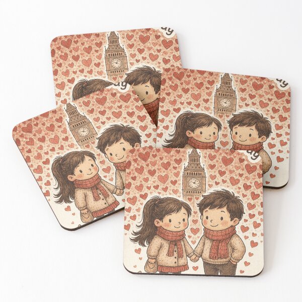 Item preview, Cute London Valentine Couple Illustration designed and sold by farzan-design.