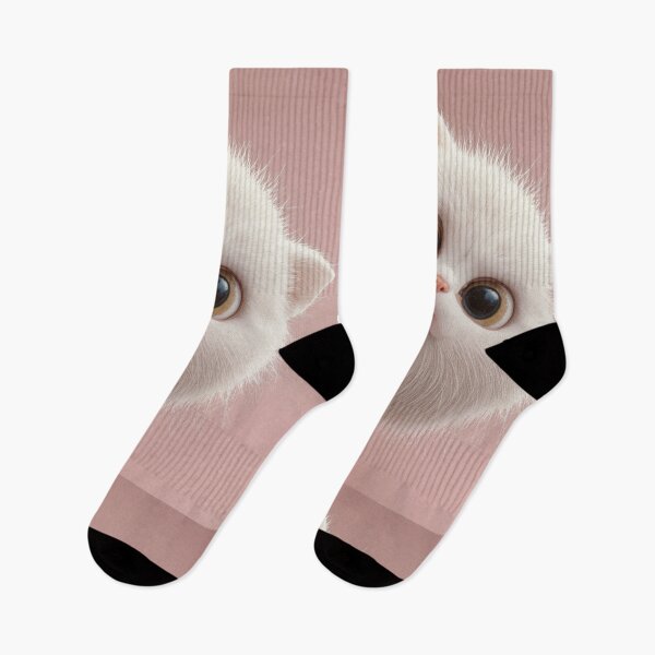 Item preview, Cute White Kitten Peek – Adorable Big-Eyed Cat Illustration designed and sold by Grafititee.