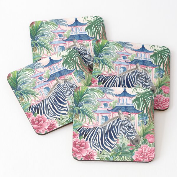 Item preview, Chinoiserie zebra in pagoda garden designed and sold by SophieClimaArt.