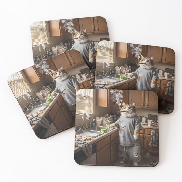 Item preview, Fed Up Cat doing dishes Brainrot Meme  designed and sold by Pawrizzma POD.