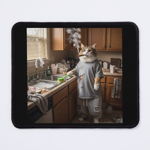 Item preview, Fed Up Cat doing dishes Brainrot Meme designed and sold by Pawrizzma POD.