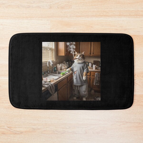 Item preview, Fed Up Cat doing dishes Brainrot Meme designed and sold by Pawrizzma POD.