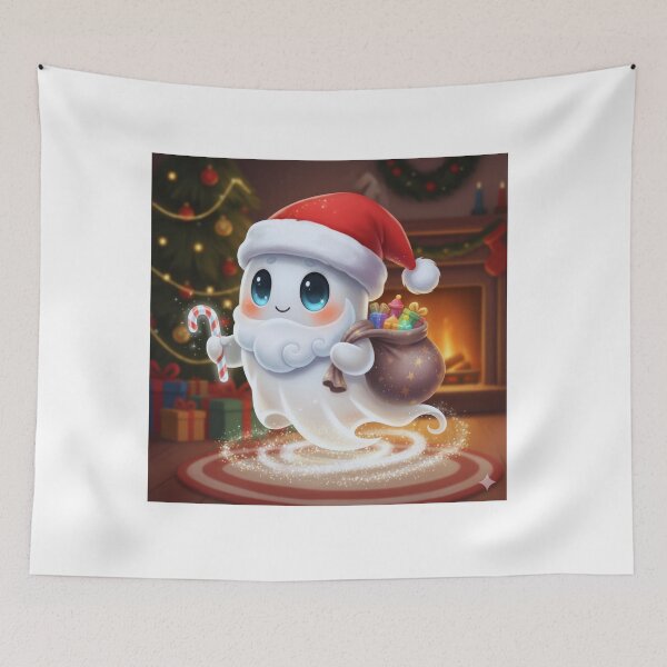 Item preview, Kawaii Santa Ghost - Adorable Christmas Spook designed and sold by Satpura punti baba .