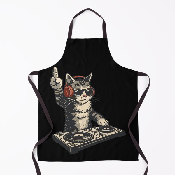 Item preview, Funny Cool DJ Cat Disc Jockey Kitty Artwork with Headphones designed and sold by DrawHandArt.