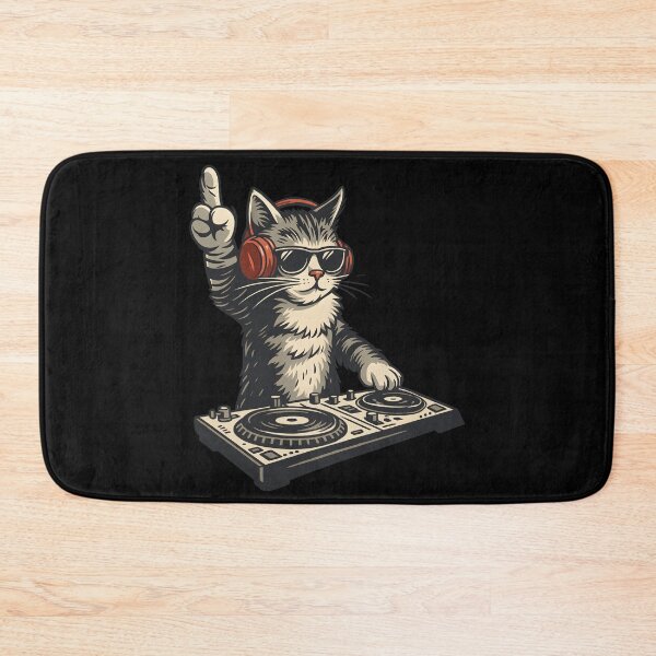 Item preview, Funny  Cool DJ Cat Disc Jockey Kitty Artwork with Headphones designed and sold by DrawHandArt.