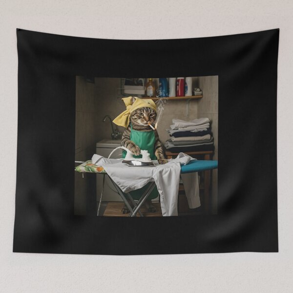 Item preview, Fed Up Salty Tabby Cat Ironing Brainrot Meme  designed and sold by Pawrizzma POD.
