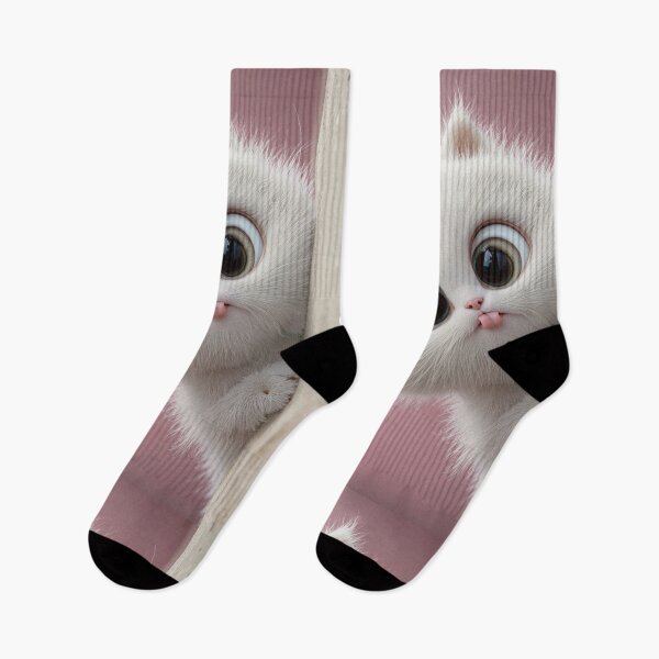 Item preview, Cute White Kitten Peek – Adorable Big-Eyed Cat Illustration designed and sold by Grafititee.