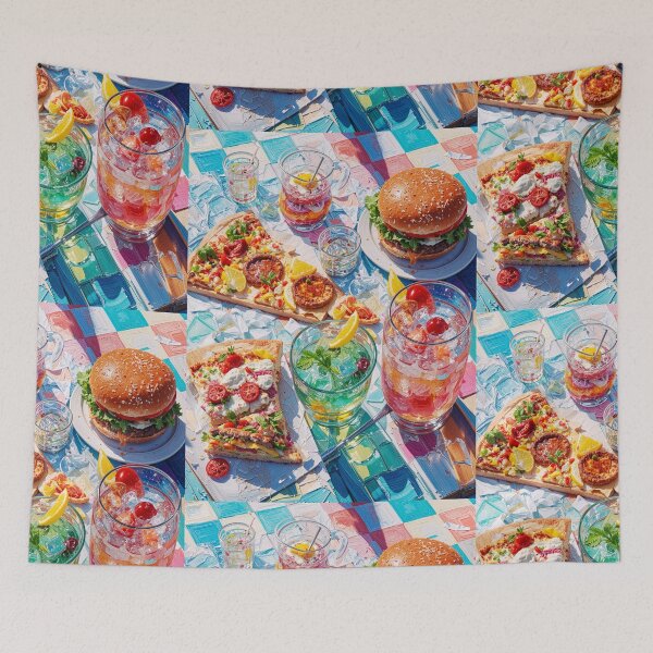 Item preview, Vibrant Summer Picnic – Colorful Food Art with Burgers, Pizza & Lemon Drinks designed and sold by Grafititee.