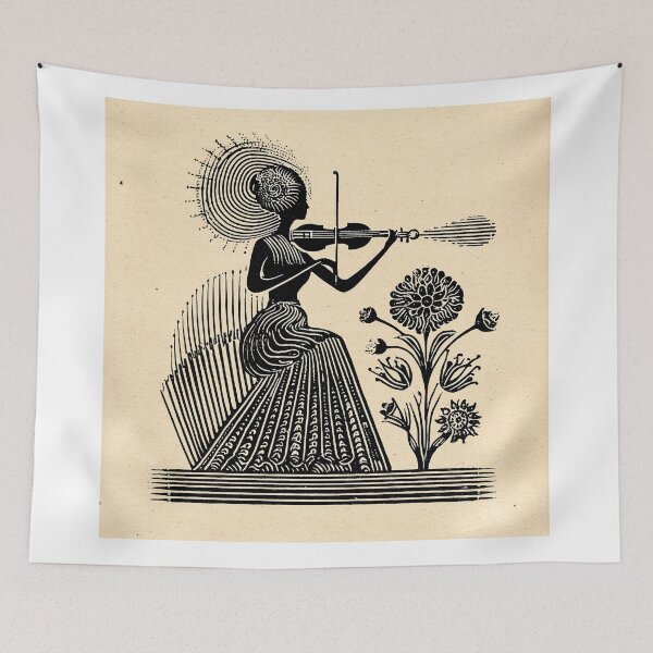 Item preview, Serene Violinist with Floral Pattern designed and sold by lautir.
