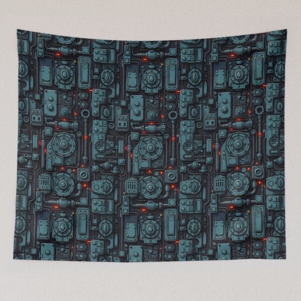 Item preview, Cyberpunk Tech Panel – Dark Futuristic Industrial Pattern Art designed and sold by DanjerBoi.