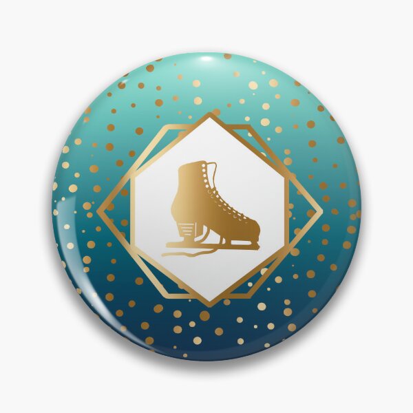 Item preview, Gold Figure Skate with Gold Dots on Mint to Teal  Gradient designed and sold by PD-Skating.